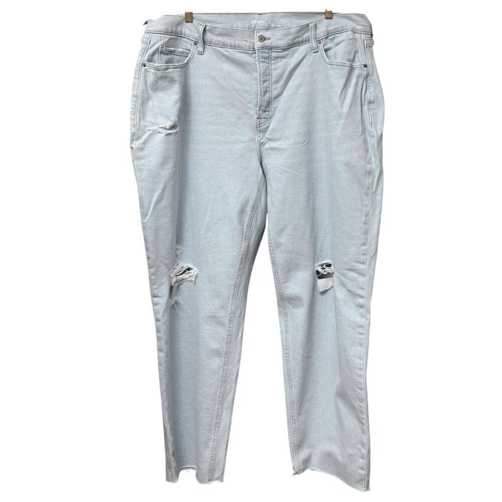 OLD NAVY Jeans Plus Size 22 Curvy Sky Hi Straight Blue Distressed Button Fly